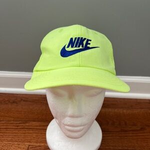 Vintage Nike Hat 90s Snapback Cap Neon Yellow   Sz OS